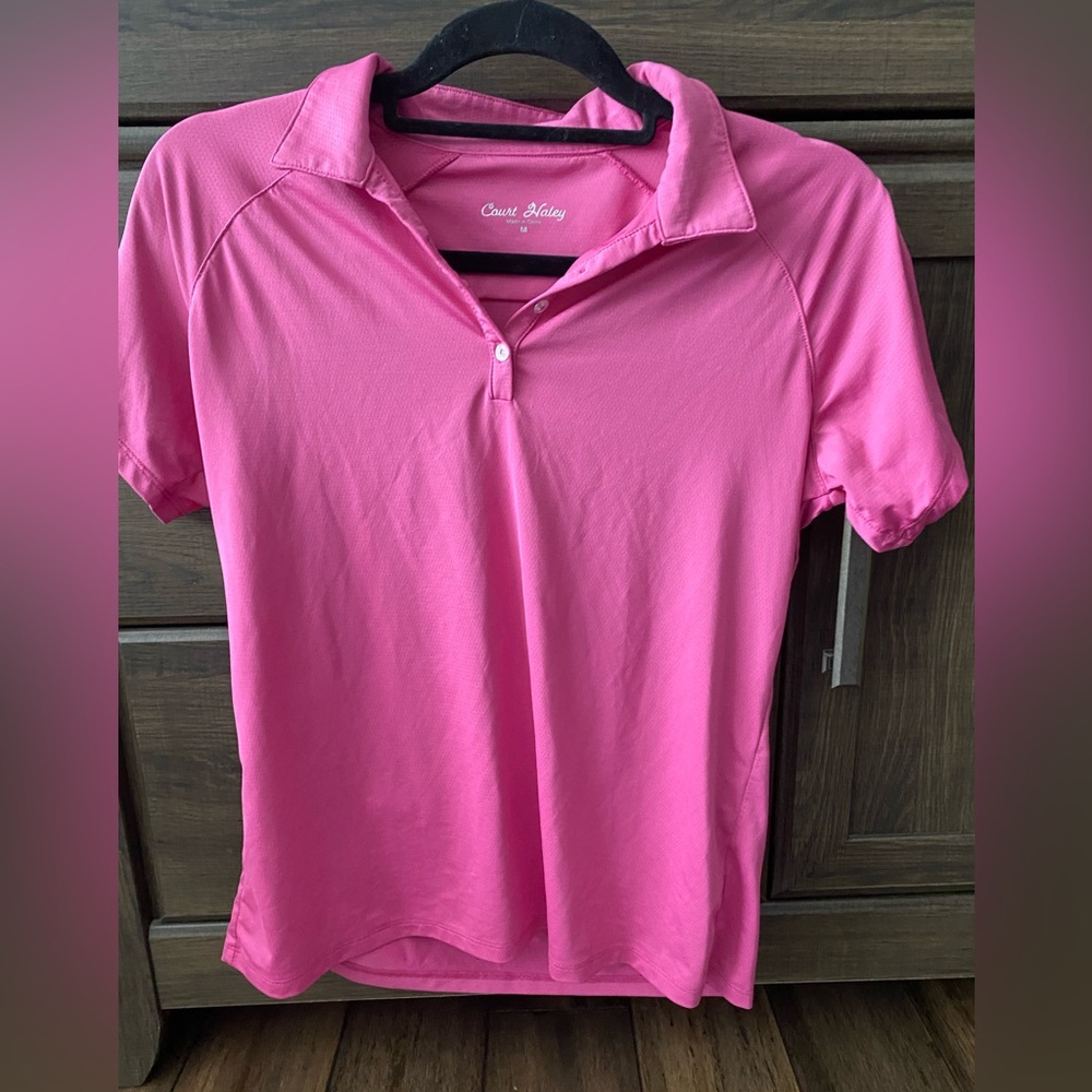 Sport top, tenis,golf,polo shirt,women short sleeve pink size M EUC Court Waley